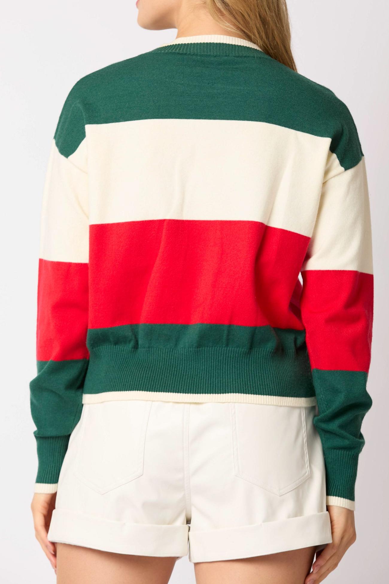 Sequined Knitted Long-Sleeved Pullover Top