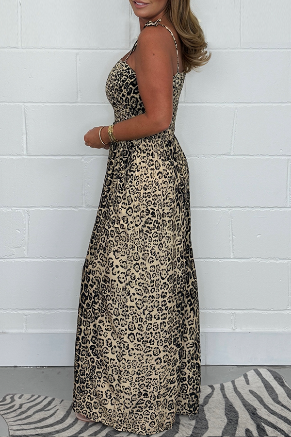 Print Smocked Spaghetti Strap Jumpsuit