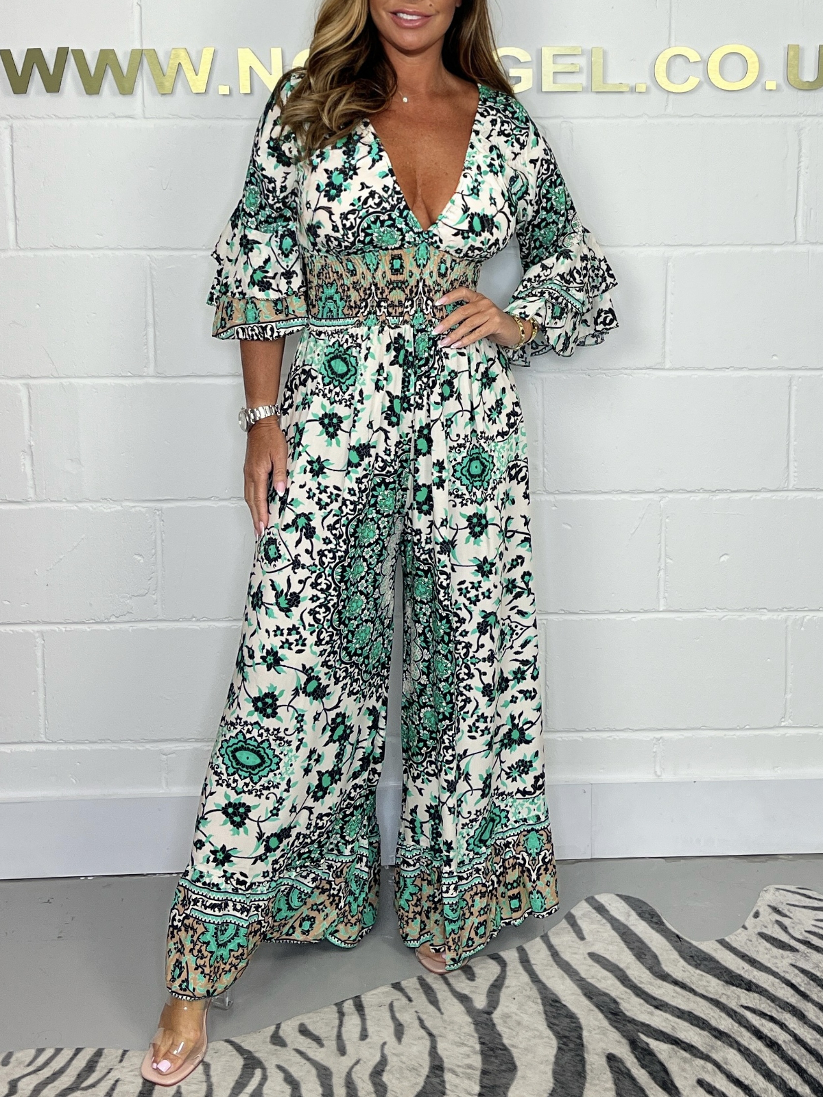 Black & Green Paisley Floral Printed Jumpsuit