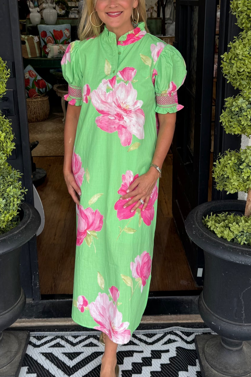 Floral Puff Sleeve Shift Dress