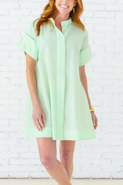 Seersucker Green Dress
