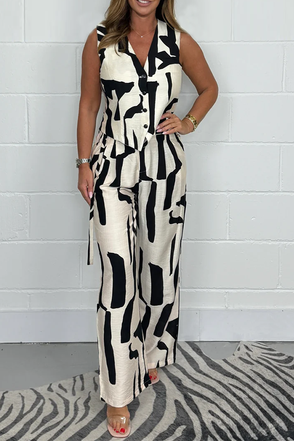Zebra Printed Waistcoat Trouser Co-Ord