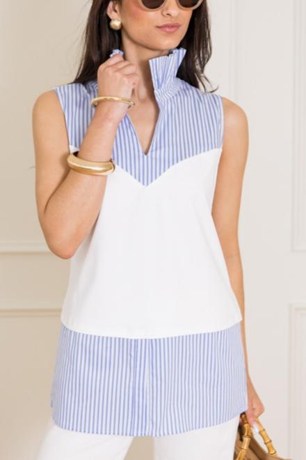 Stripe Ruffle Neck Layering Top