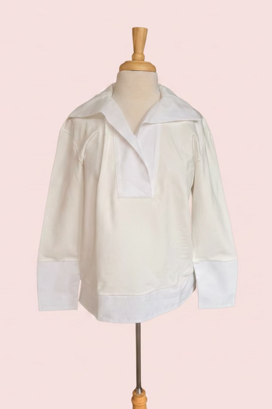 Off-White Oversized Collar Popover Blouse
