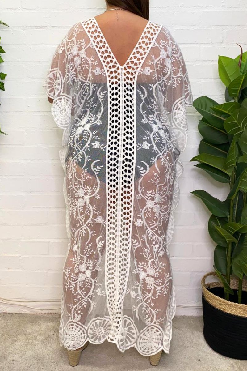 Floral Crochet Lace Kaftan