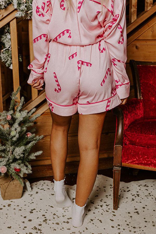  Candy Cane Print Pajama Set