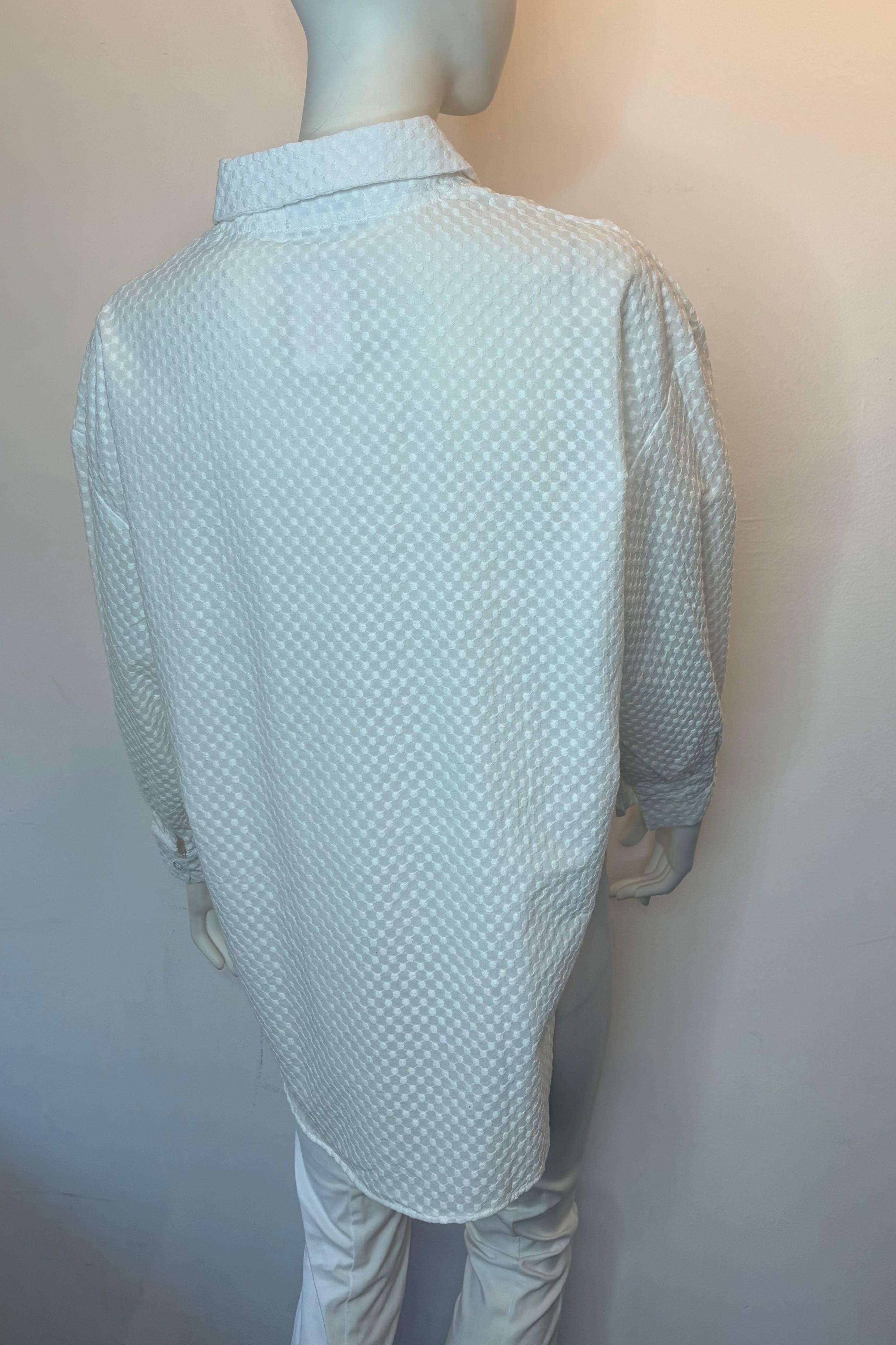  V-neck loose-fitting shirt with puff sleeves