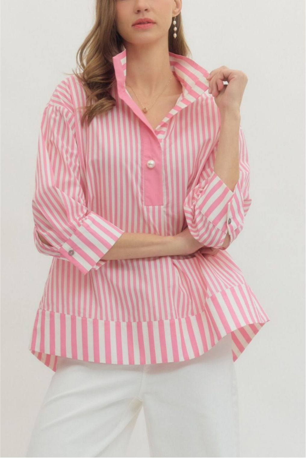 Color-blocked striped shirt