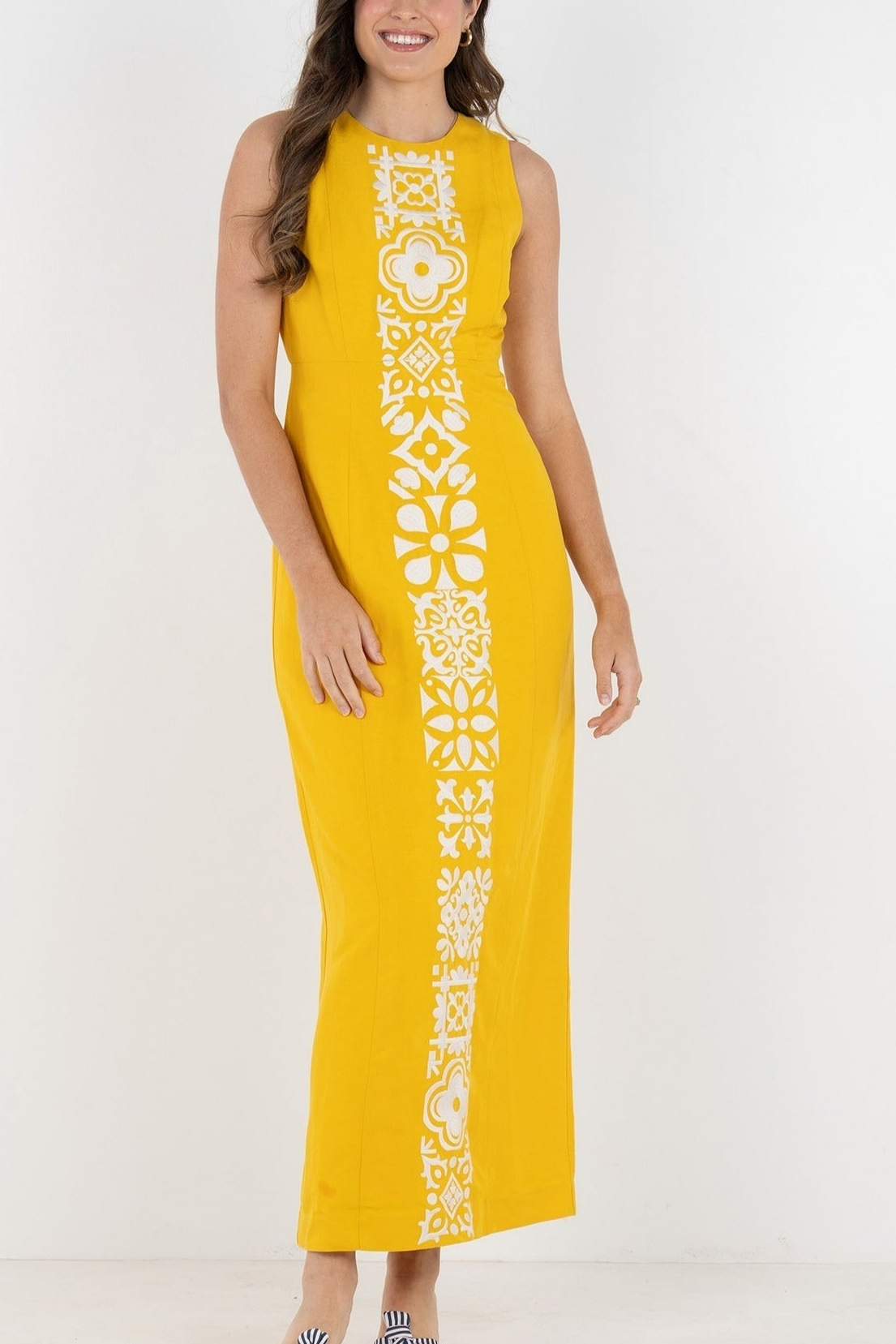 Tile Print Sleeveless Dress