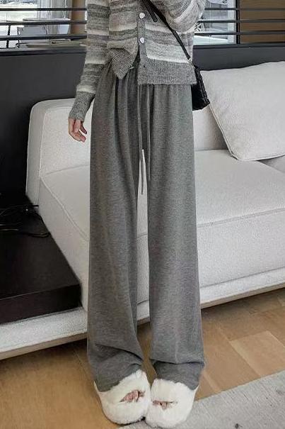 [Special offer]Gray Wide-leg Knitted Pants
