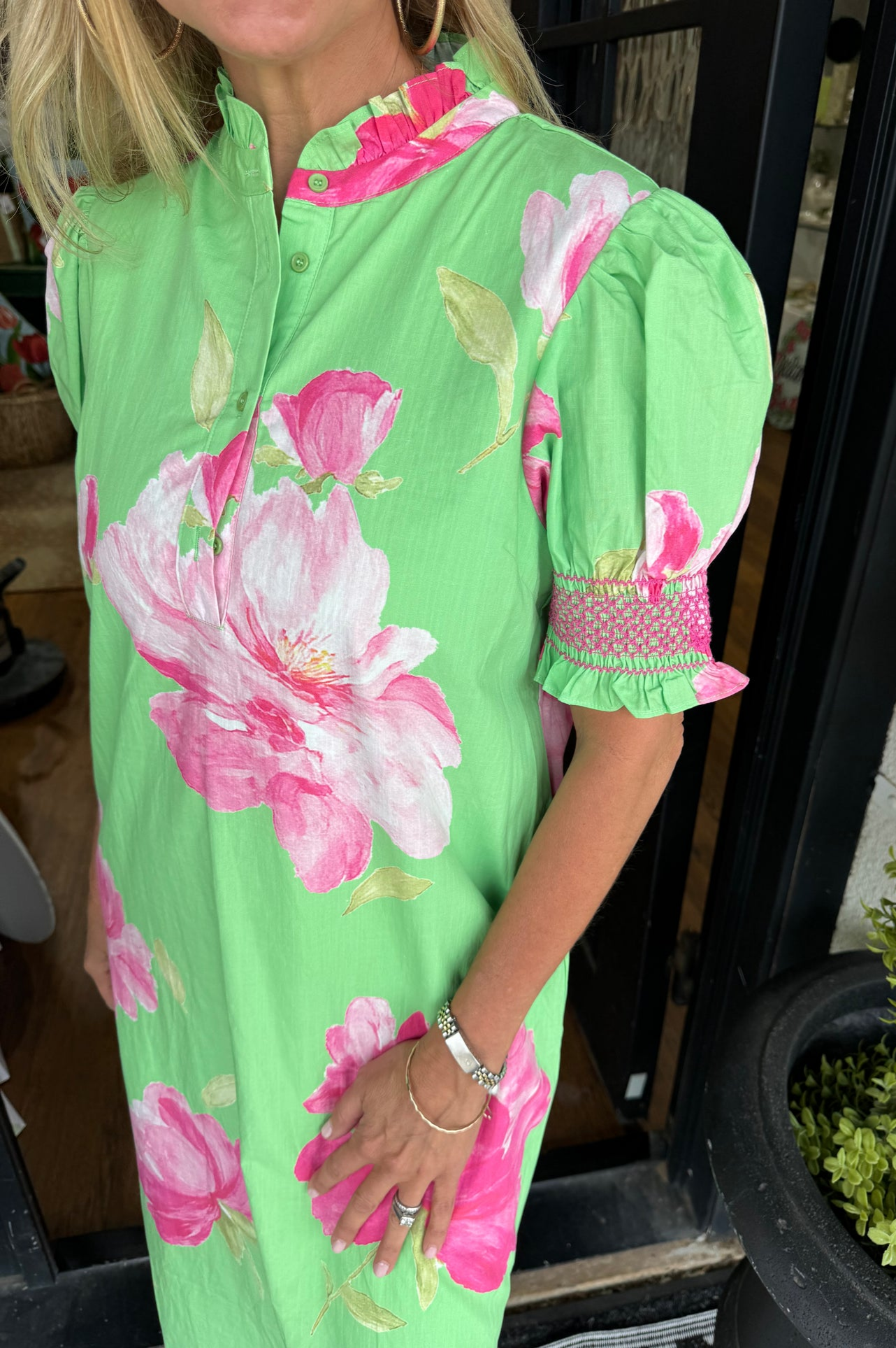 Floral Puff Sleeve Shift Dress