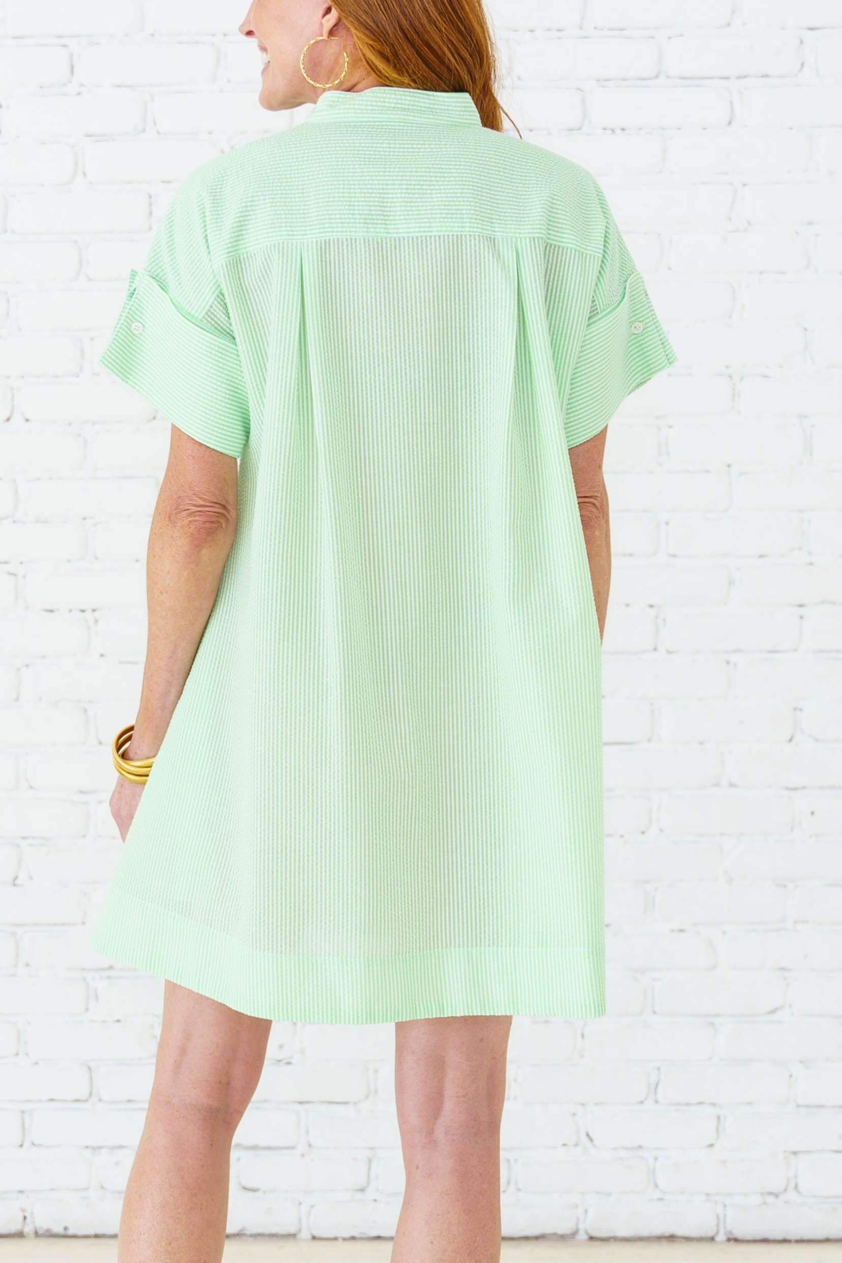 Seersucker Green Dress