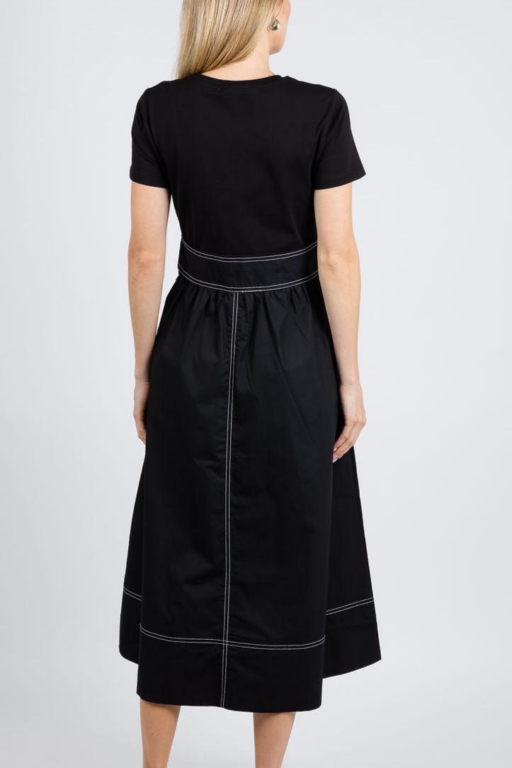 Color-block Pure Cotton Loose-fit Maxi Dress