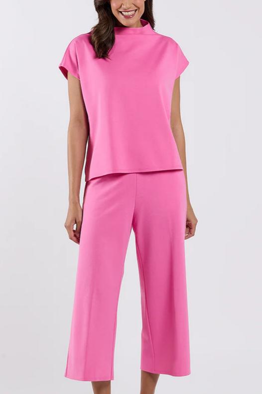 Short-sleeved top and wide-leg pants two-piece set