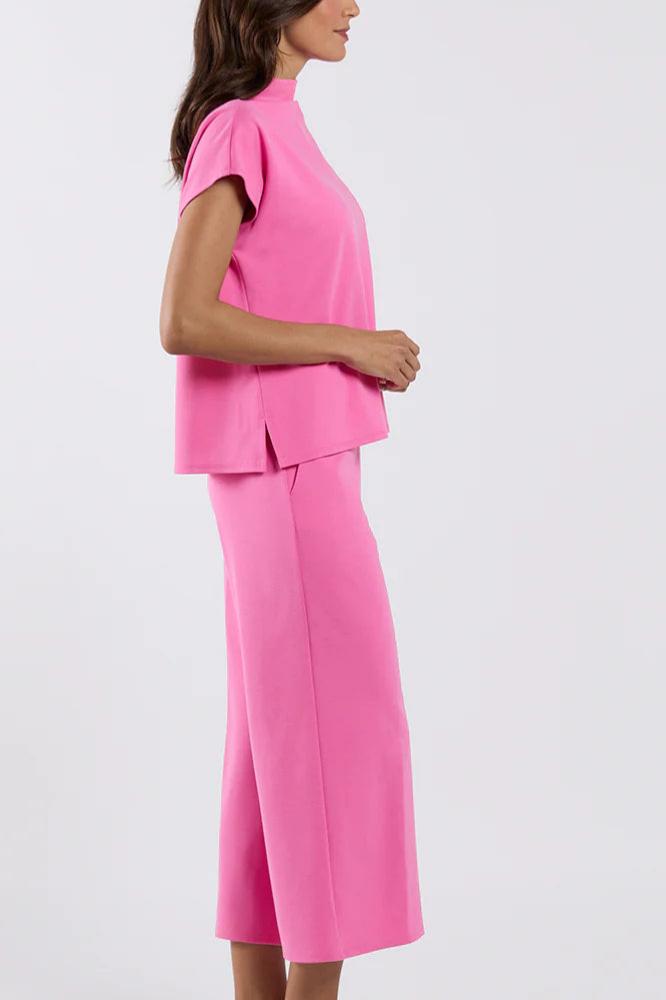 Short-sleeved top and wide-leg pants two-piece set