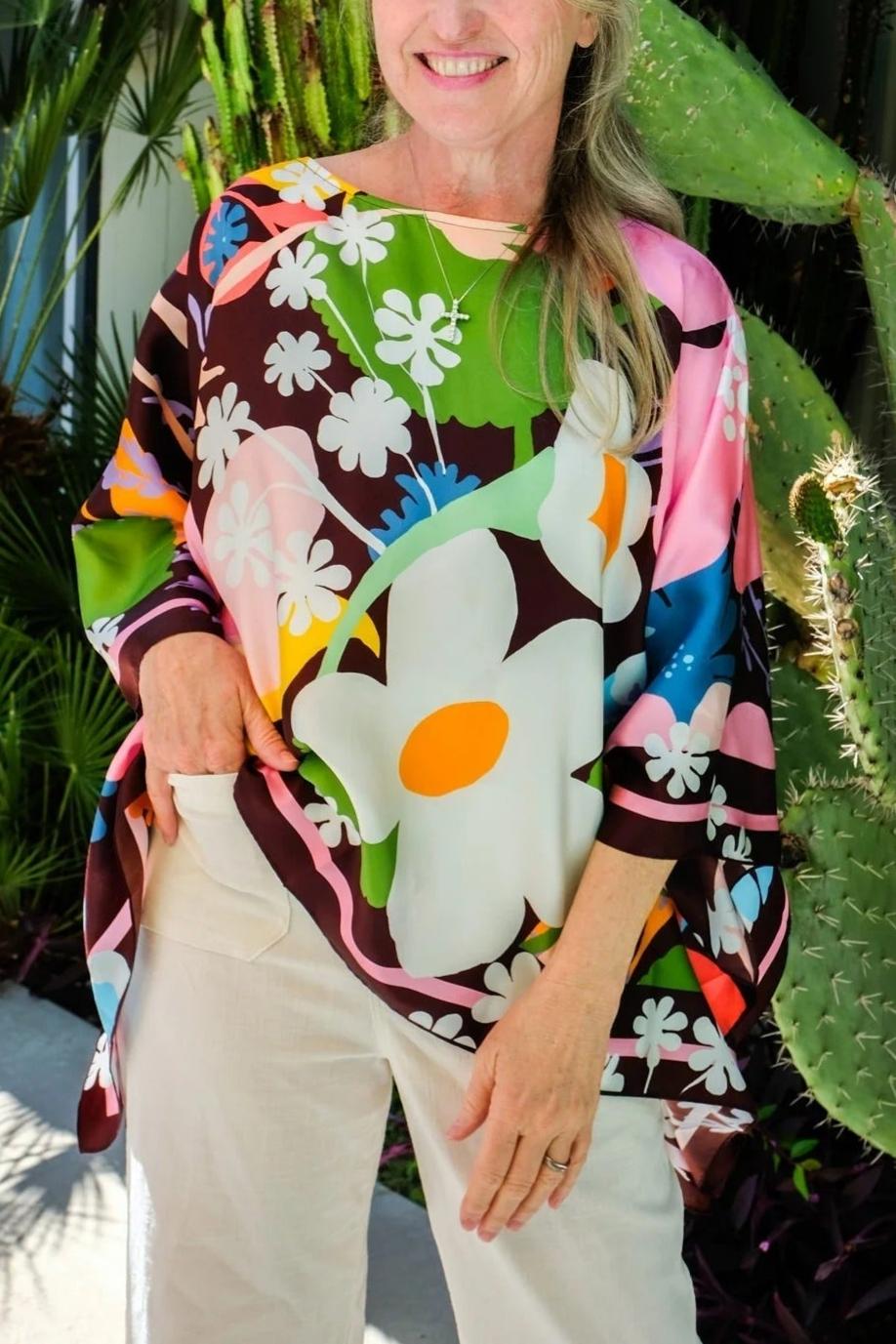 Floral silk top