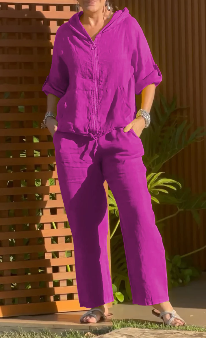 Casual Hooded Zipper Two-piece Suit