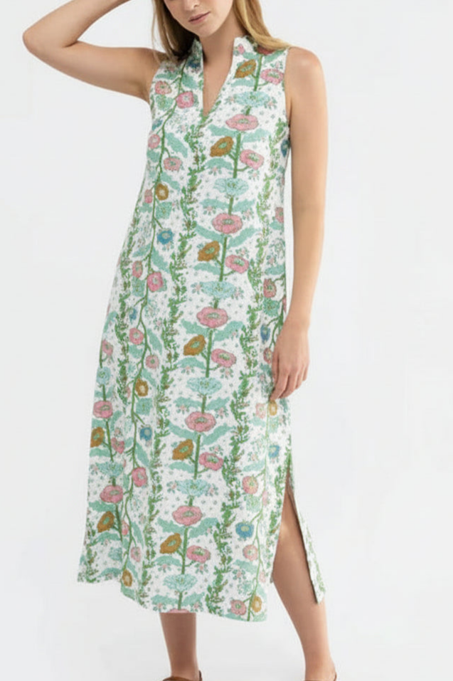 Floral Print Sleeveless Shift Midi Dress