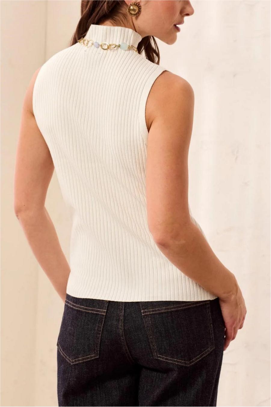 Sleeveless Funnel Neck Sweater