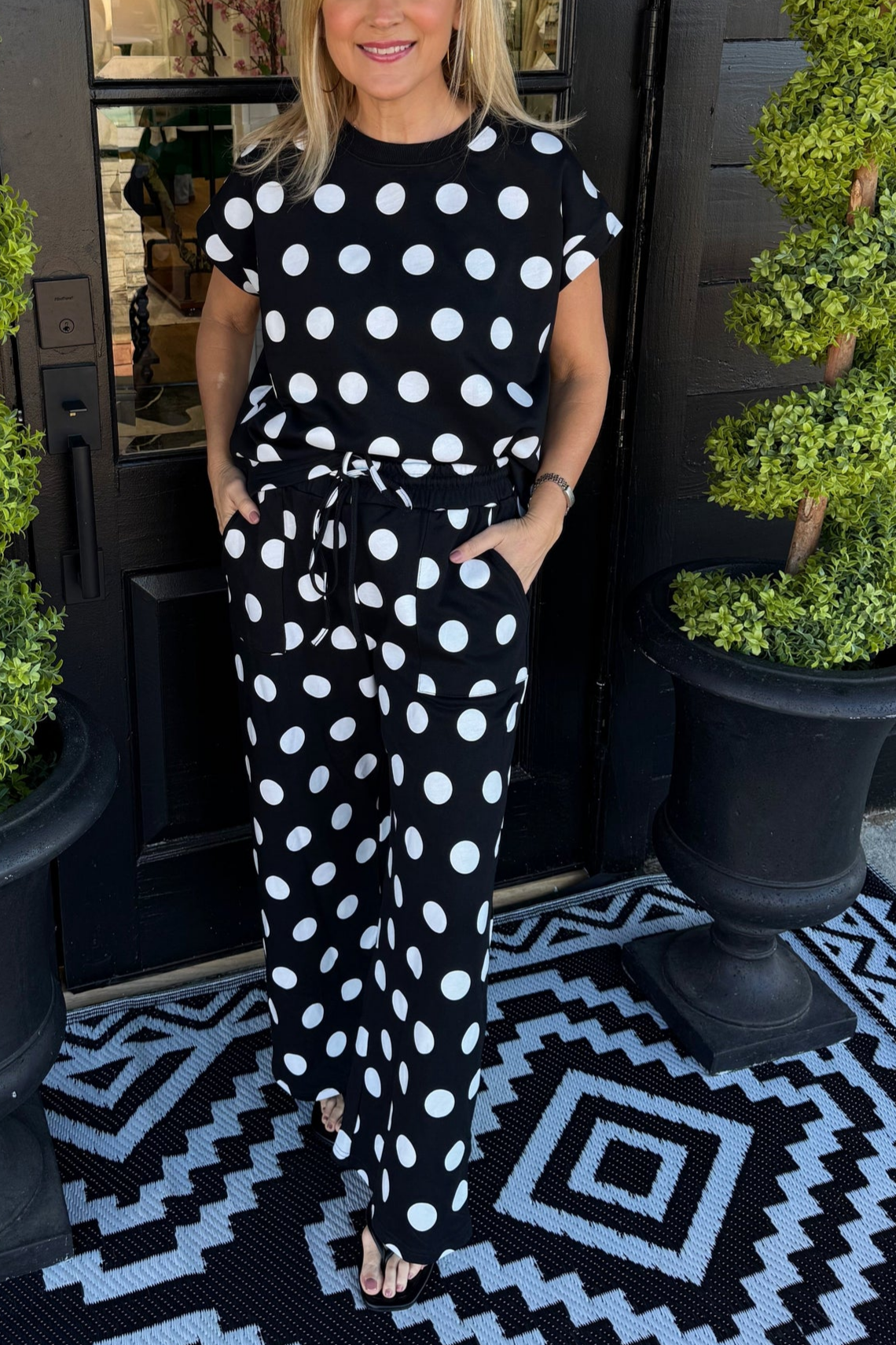 Black & White Polka Dot Two-Piece Set