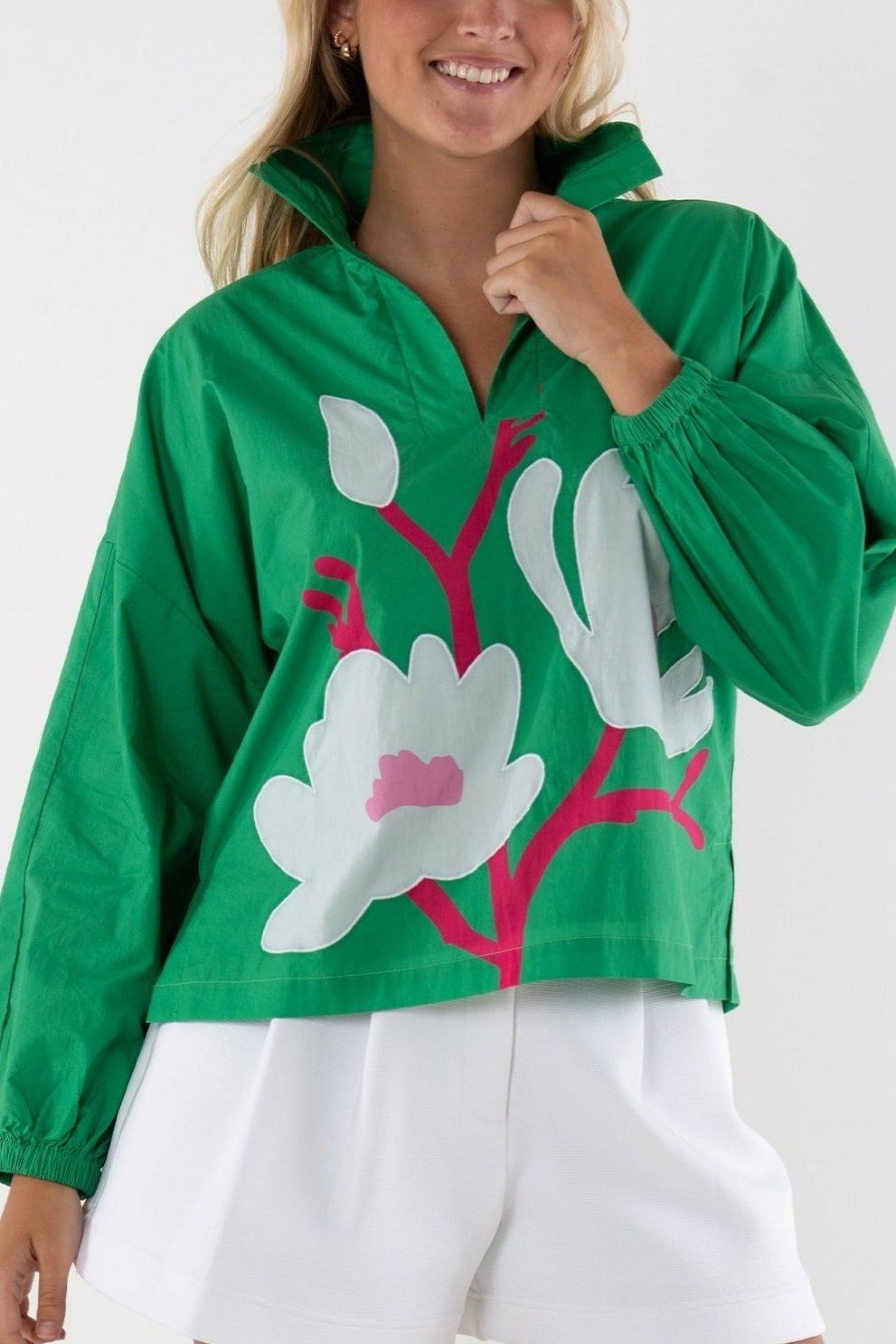 Long-Sleeve Poppy Dutch Garden Blouse