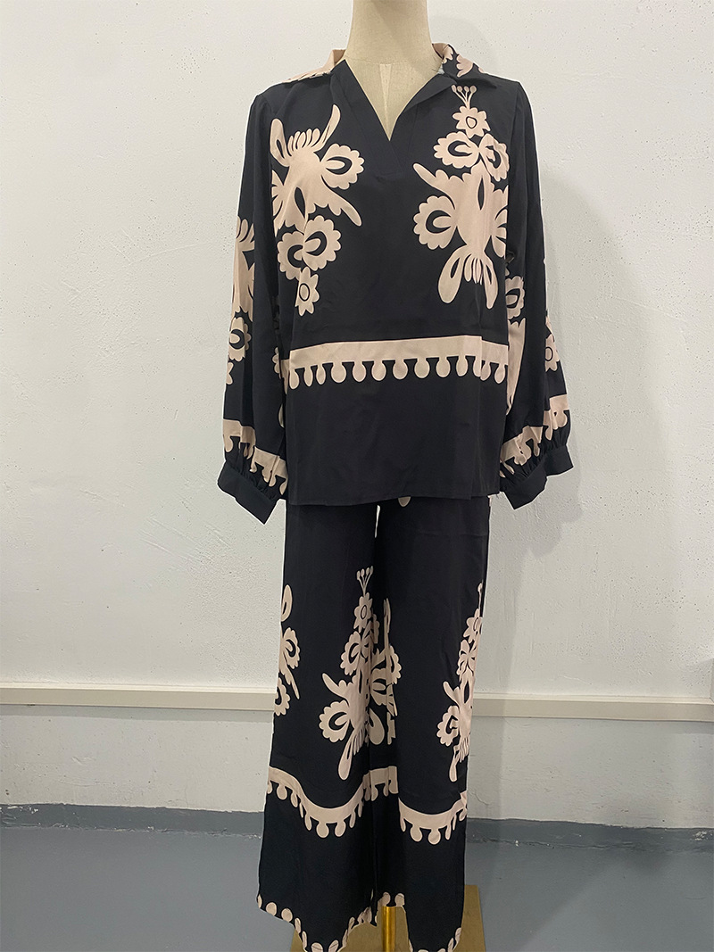 Irregular Print Long Sleeve Suit