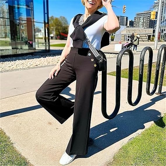 Women's Plus Size High Stretch High-Waist Wide-Leg Pants