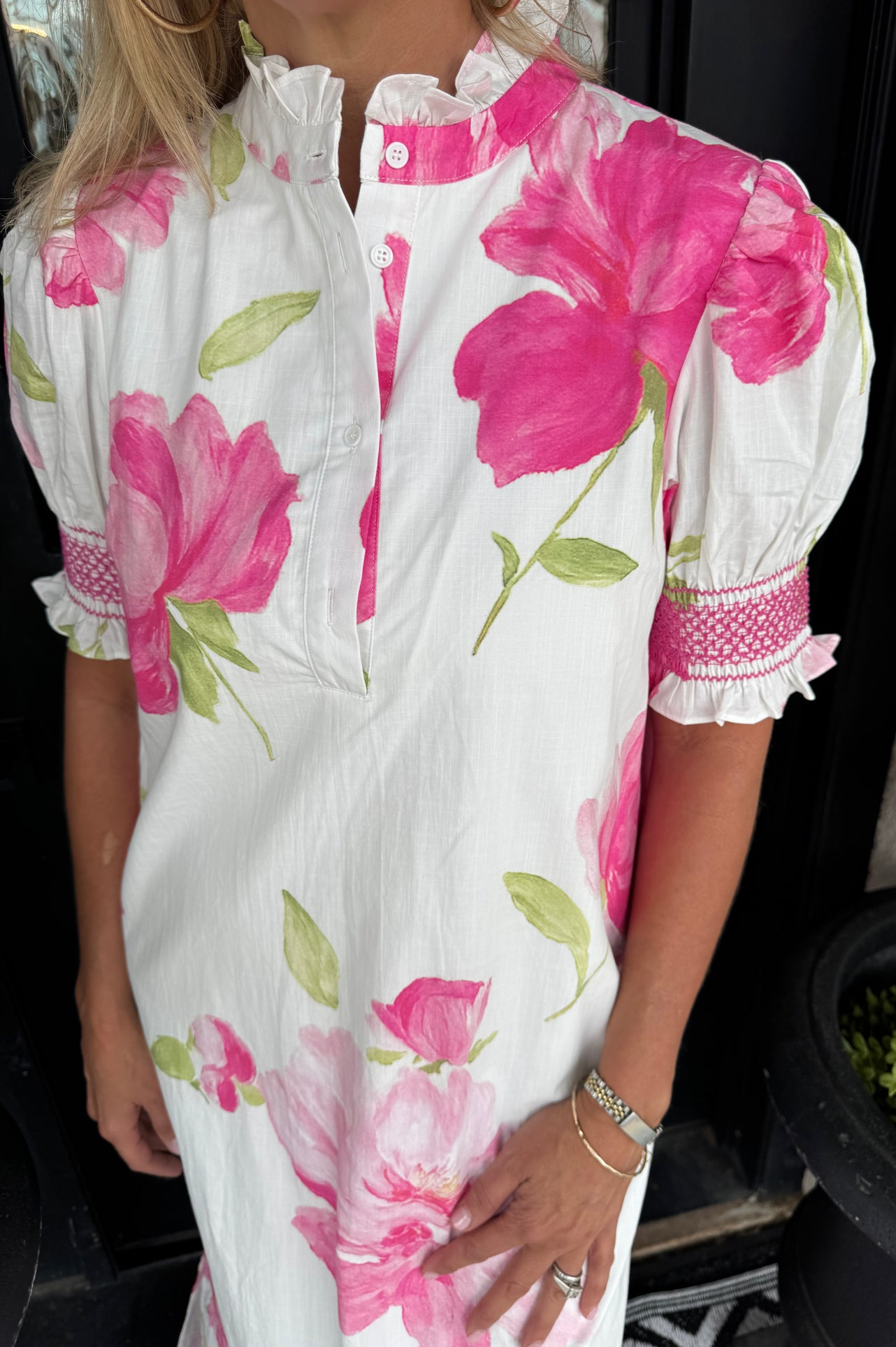 Floral Puff Sleeve Shift Dress