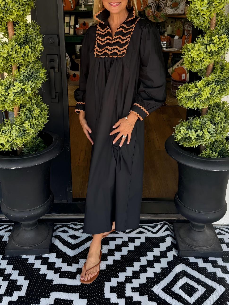 Fiona Black Midi Dress