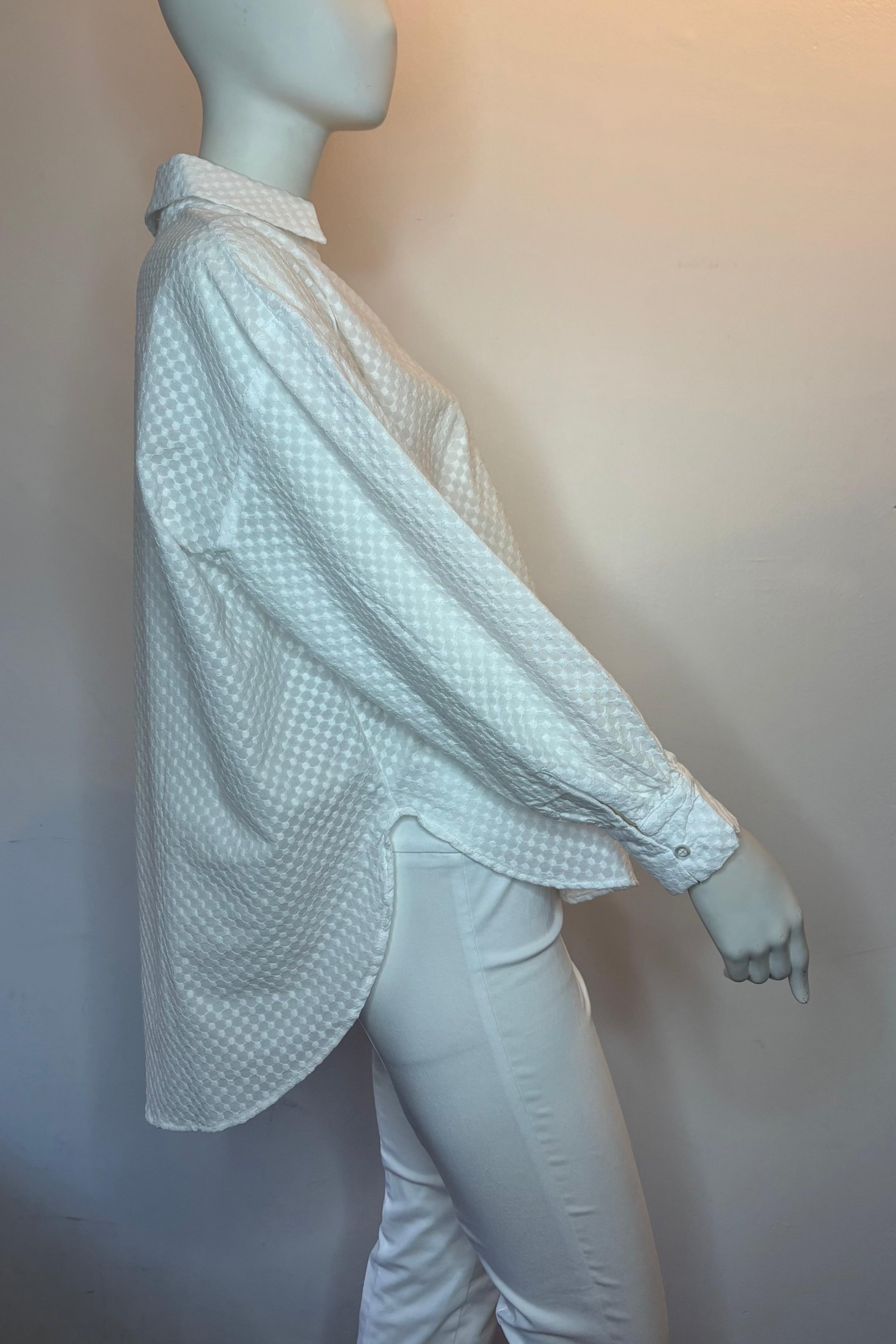  V-neck loose-fitting shirt with puff sleeves