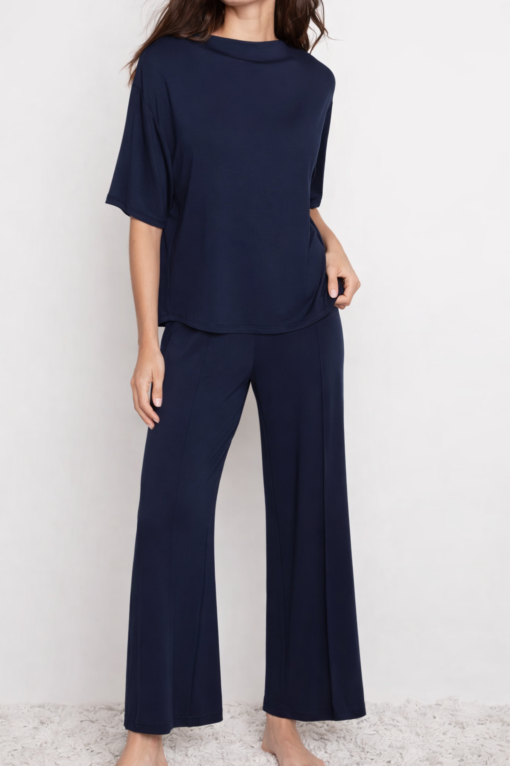 Wide Leg Cropped Pants &  Short Sleeve Set