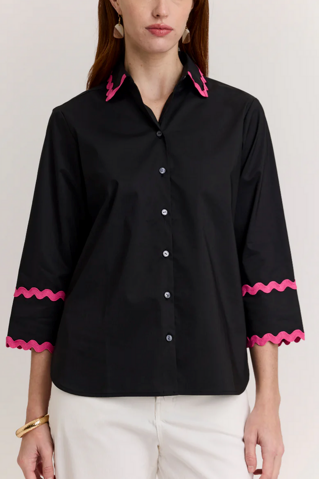 3/4 Sleeve Black Blouse