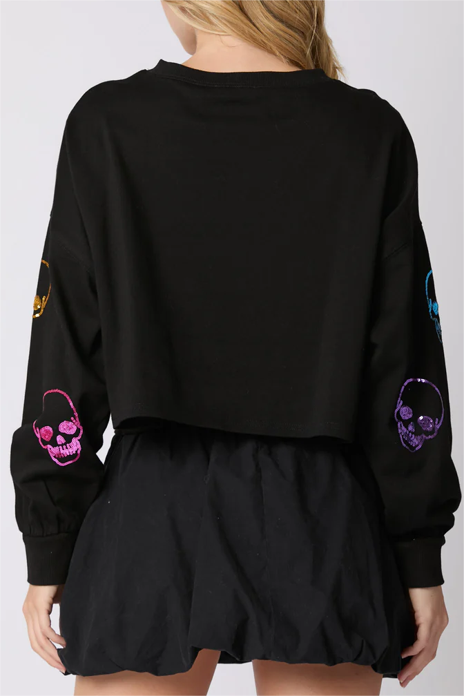  Sequin Skull Crop Top 