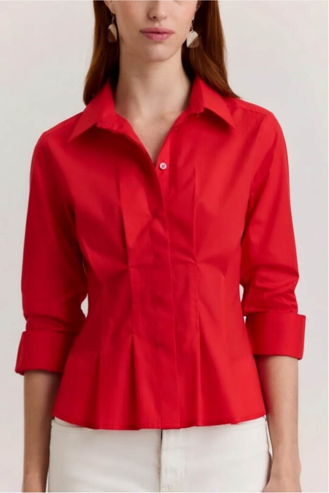 Fitted Waist 3/4 Sleeve Shirt