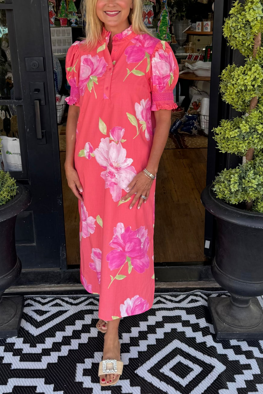 Floral Puff Sleeve Shift Dress