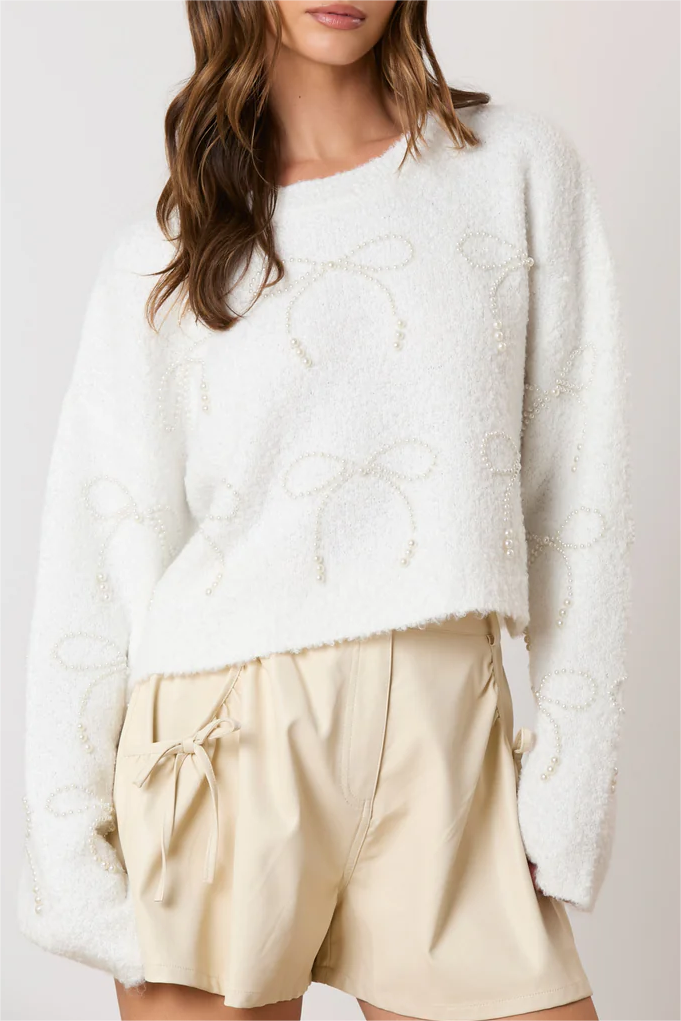Pearl Bow Soft Sweater