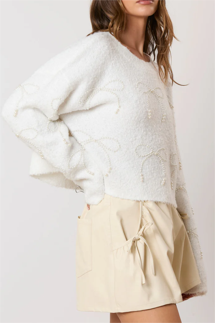 Pearl Bow Soft Sweater
