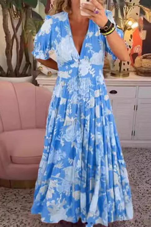 Long And Wide Printed Dress