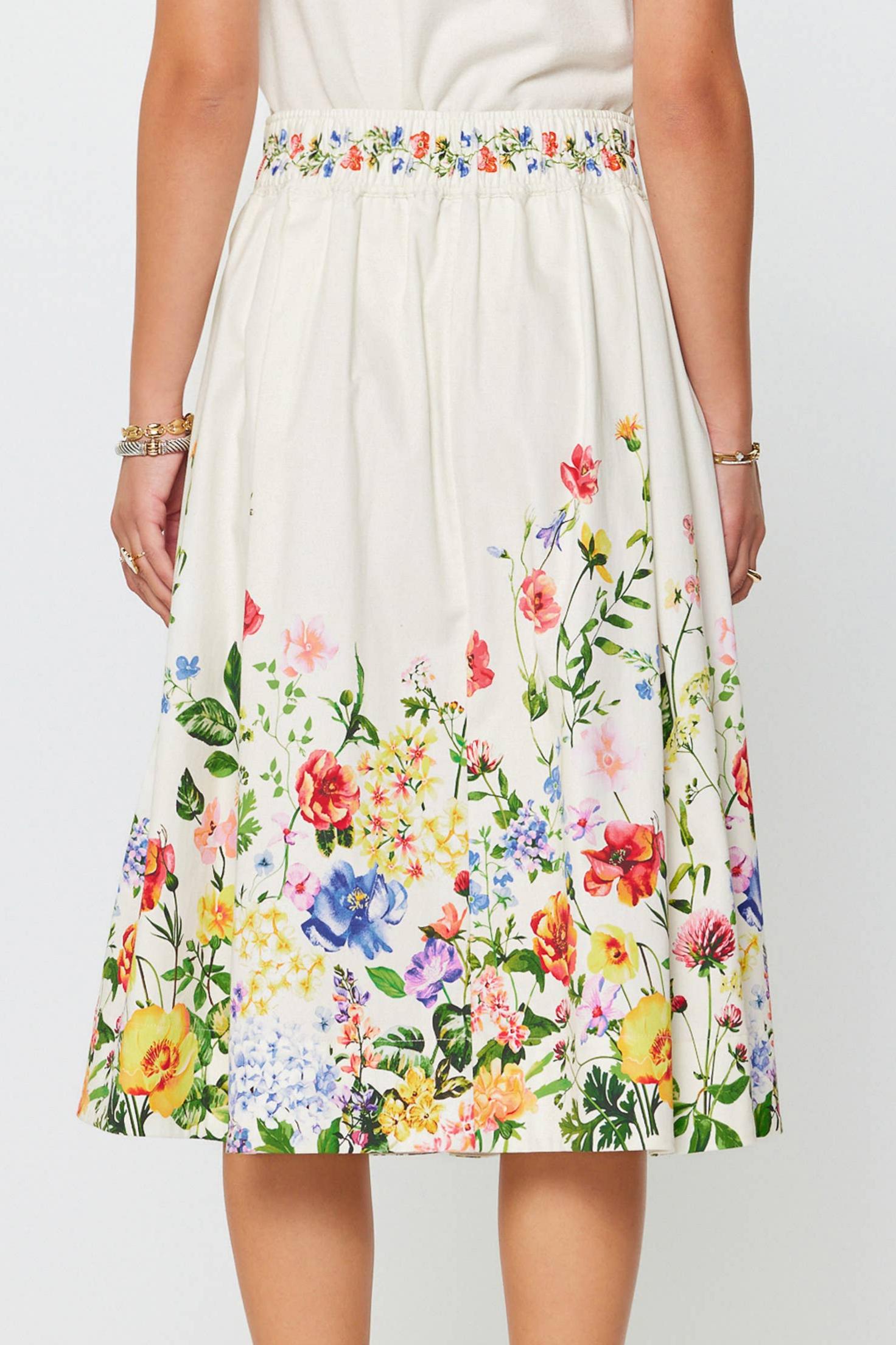 Floral Printed A-Line Midi Skirt