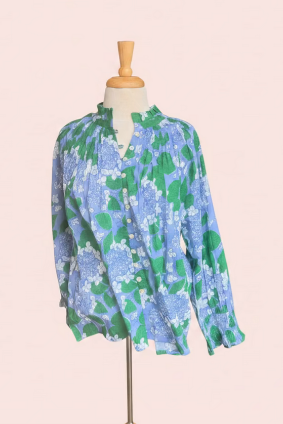 Floral Print Gathered Neck Blouse