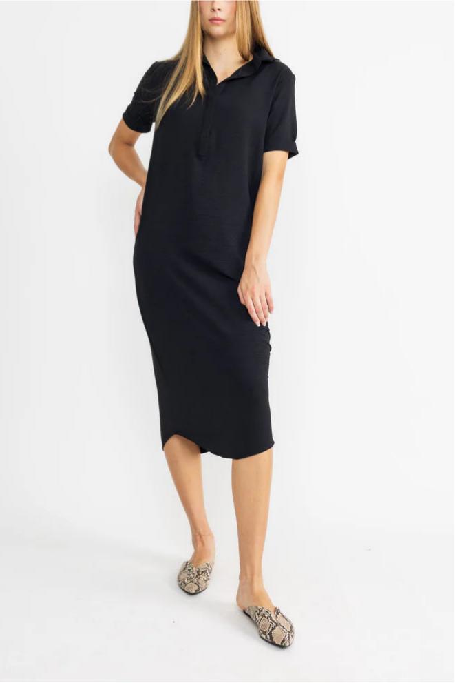 Polo Collar Midi Dress