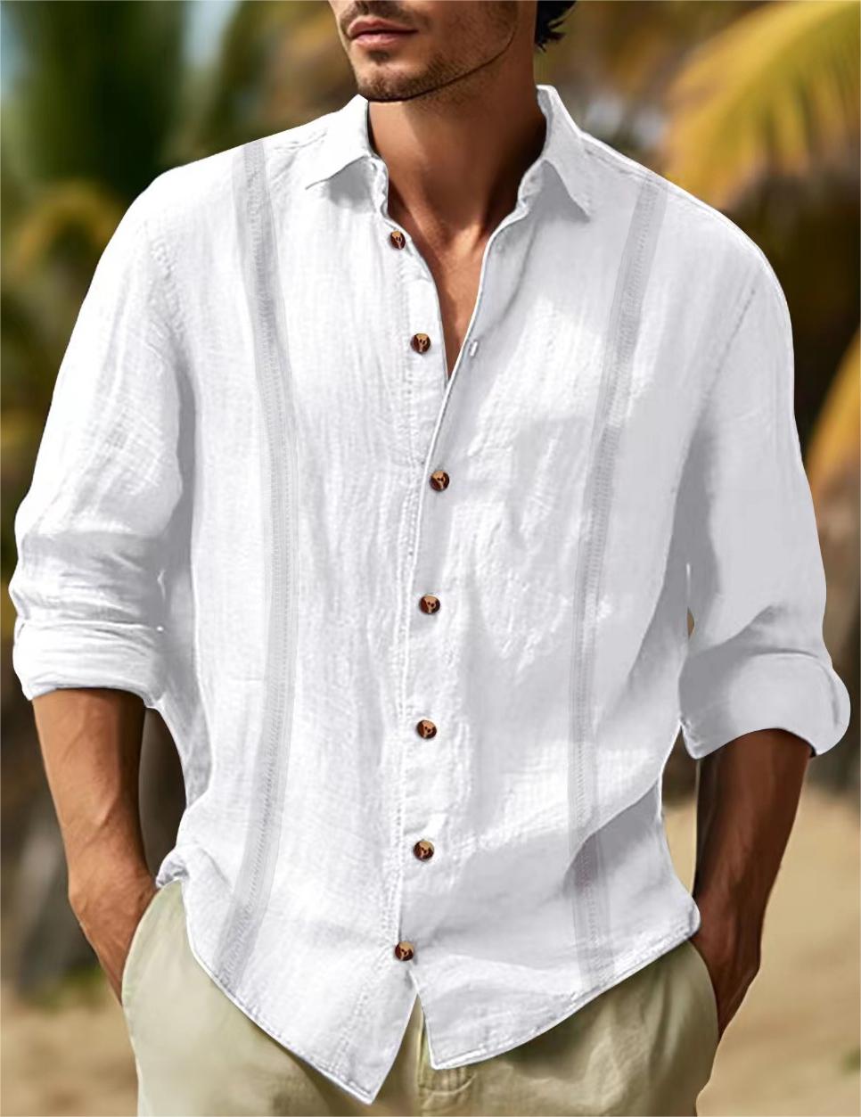 Solid Color Lapel Long Sleeve Casual Shirt