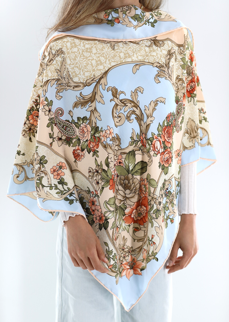 Floral Print Poncho
