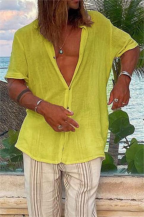 Solid Color Beach Style Loose Shirt Cardigan