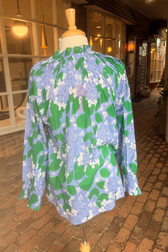 Floral Print Gathered Neck Blouse