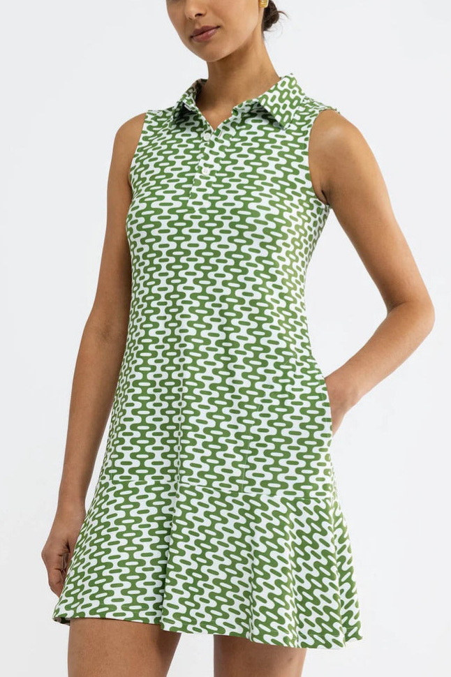 Green Geometric Polo Mini Dress