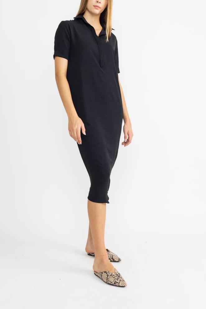 Polo Collar Midi Dress