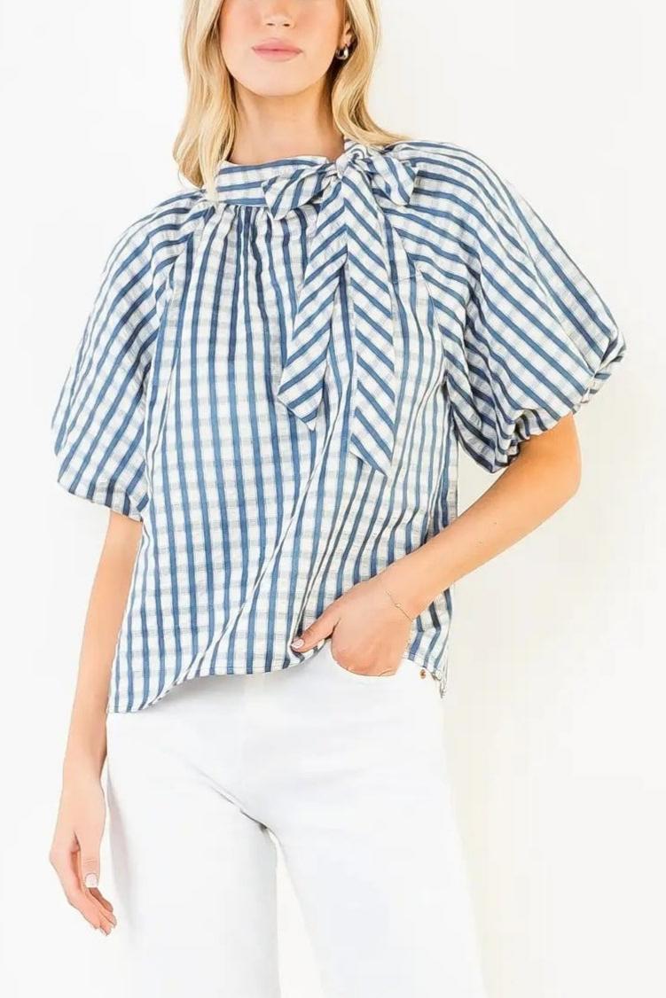 Gingham Puff Sleeve Top