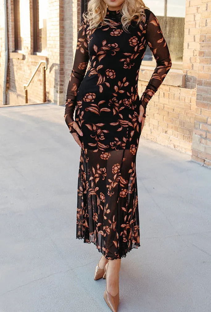 Peppered Petals Mesh Dress