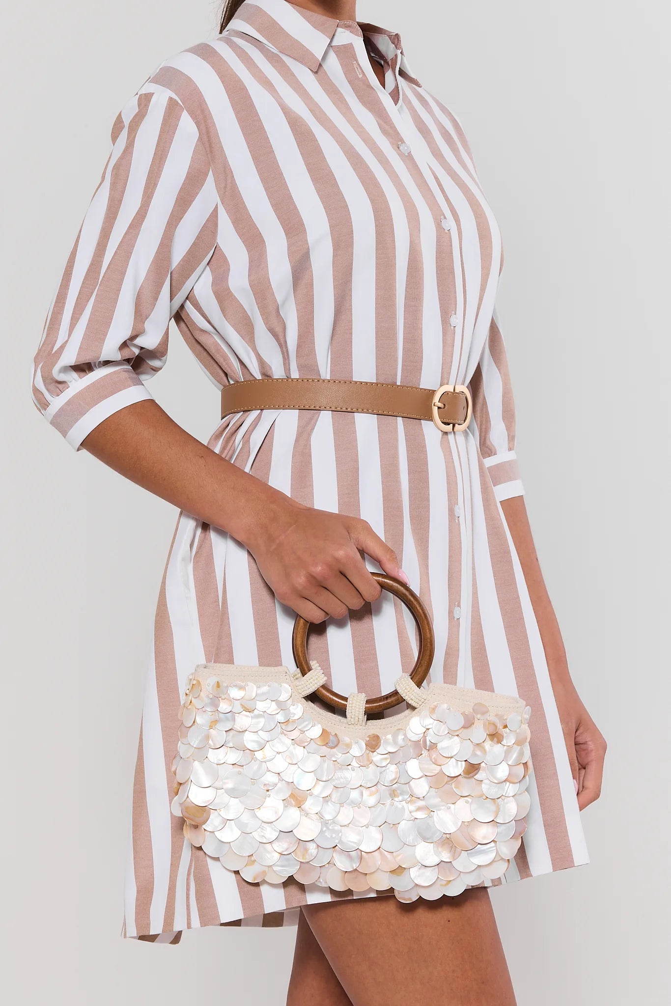Ivory Shell Embellished Bag
